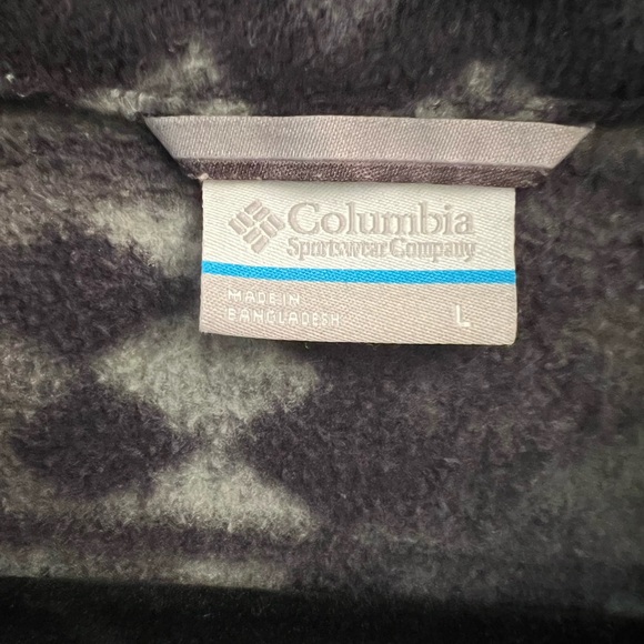 Columbia Mens Jacket Long Sleeves Zip Up Fleece Print Outdoor Purple Large - Picture 3 of 3